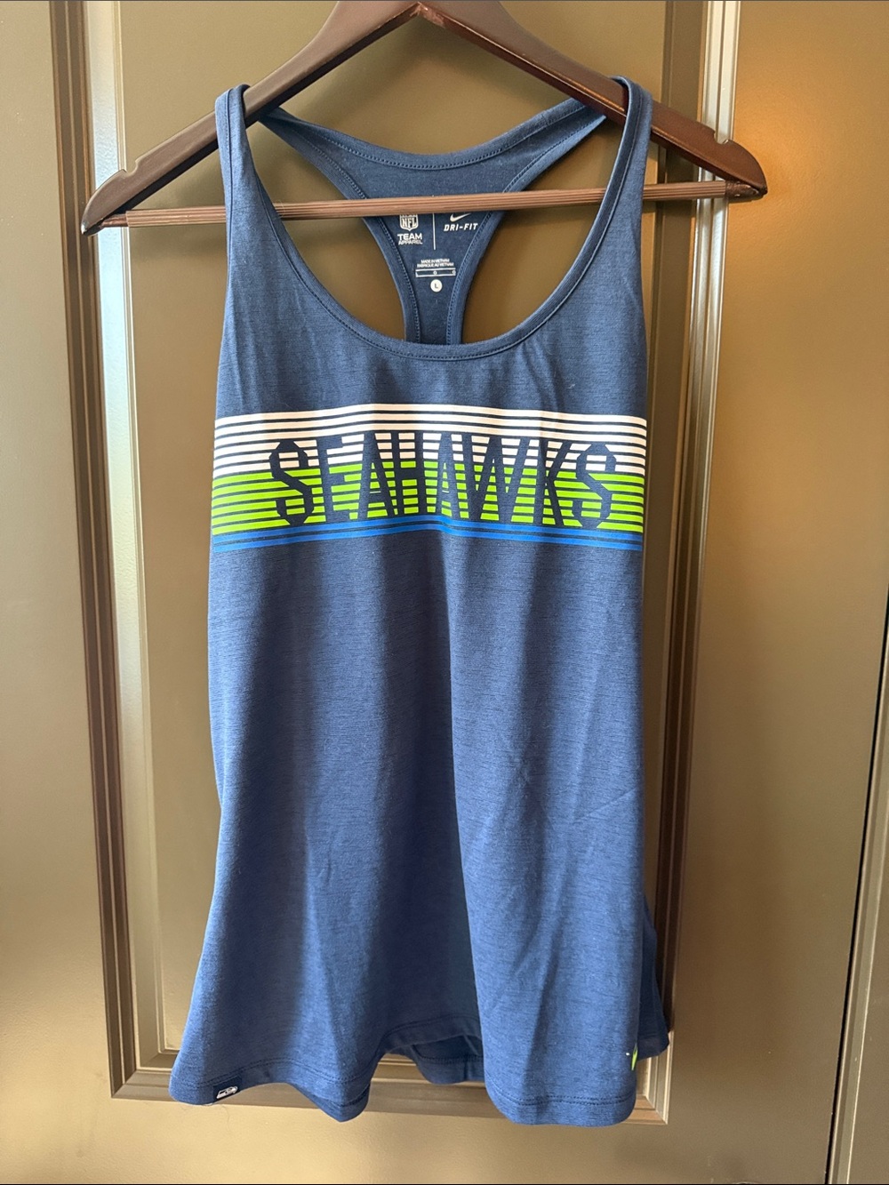 Nike Navy Blue Seahawks Striped Racerback Tank